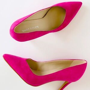 Marc Fisher Dapple Dark Pink Suede Leather Pointed-Toe Pumps